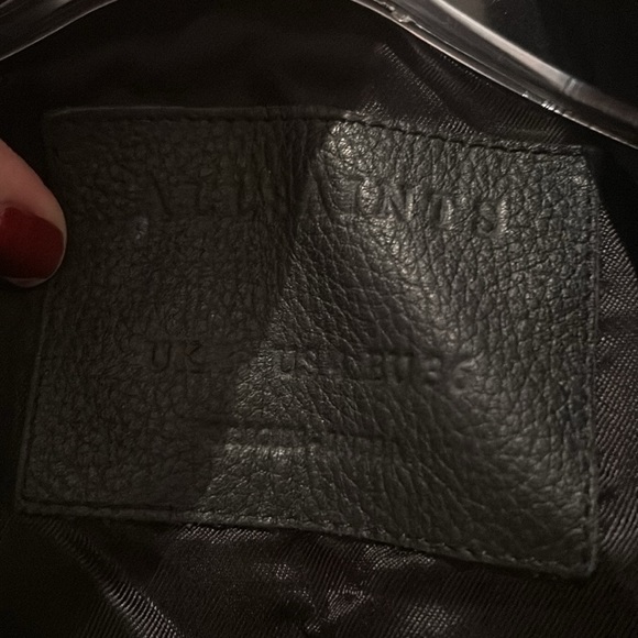 AllSaints cargo distressed leather moto jacket black 4 - Picture 12 of 13